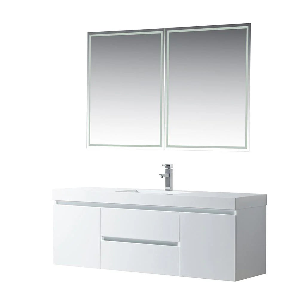 Wall-Hung Single-Sink Bathroom Vanity with Resin Top, 60 in. N945