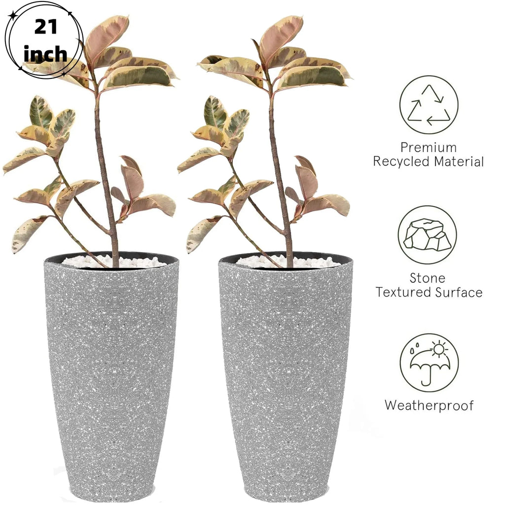 2 Pack 21in Round Tall Planter with Drainage Holes O620640