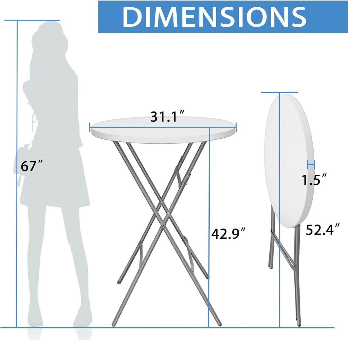 32" Round Plastic Folding High Top Table O499