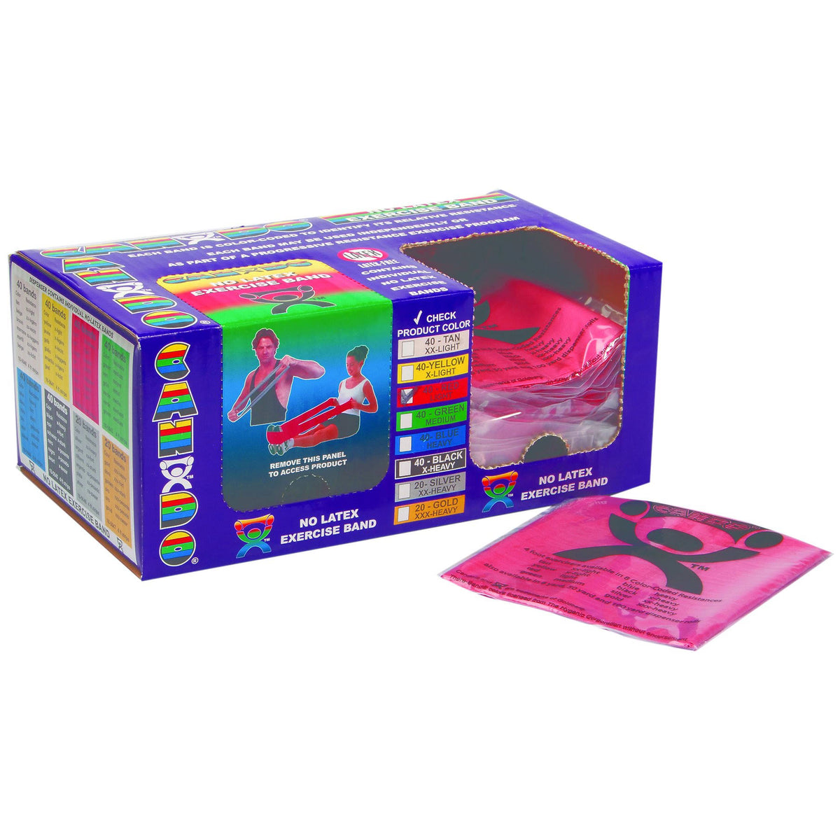 Latex Free Exercise Band Box of 40 4 ft 5-Piece Set I87215