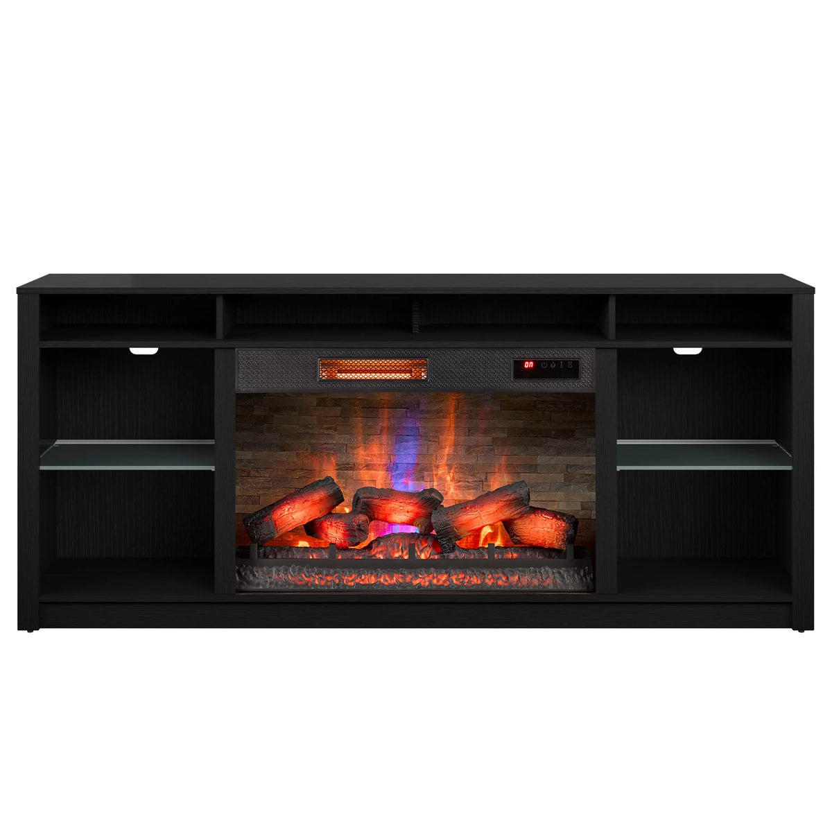 Black TV Stand with Electric Fireplace M94805