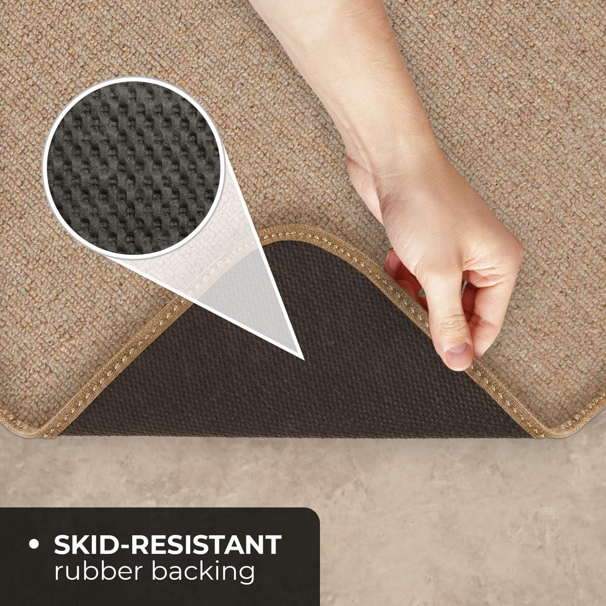 Skid-Resistant Carpet Runner Pebble Beige 14 Feet X 27 Inches V861