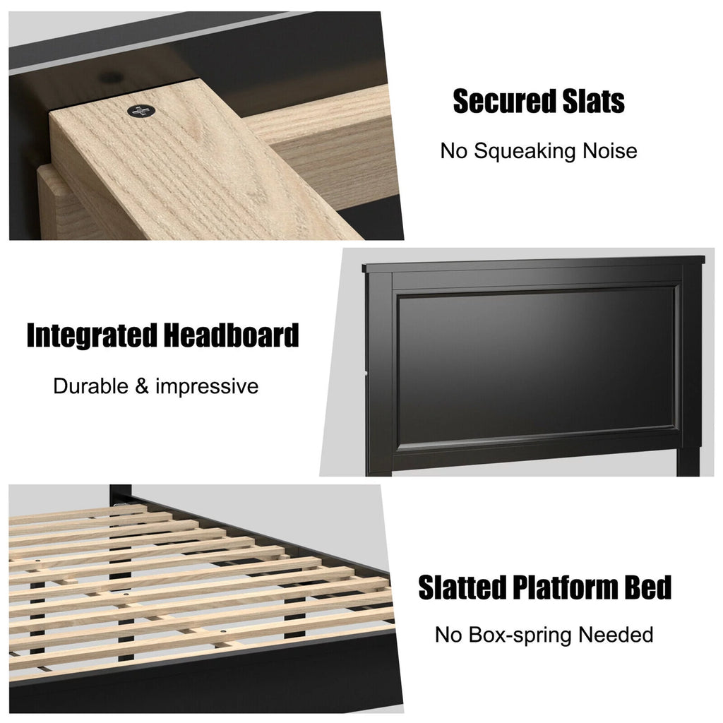 Twin Size Walnut Platform Bed Frame X86069