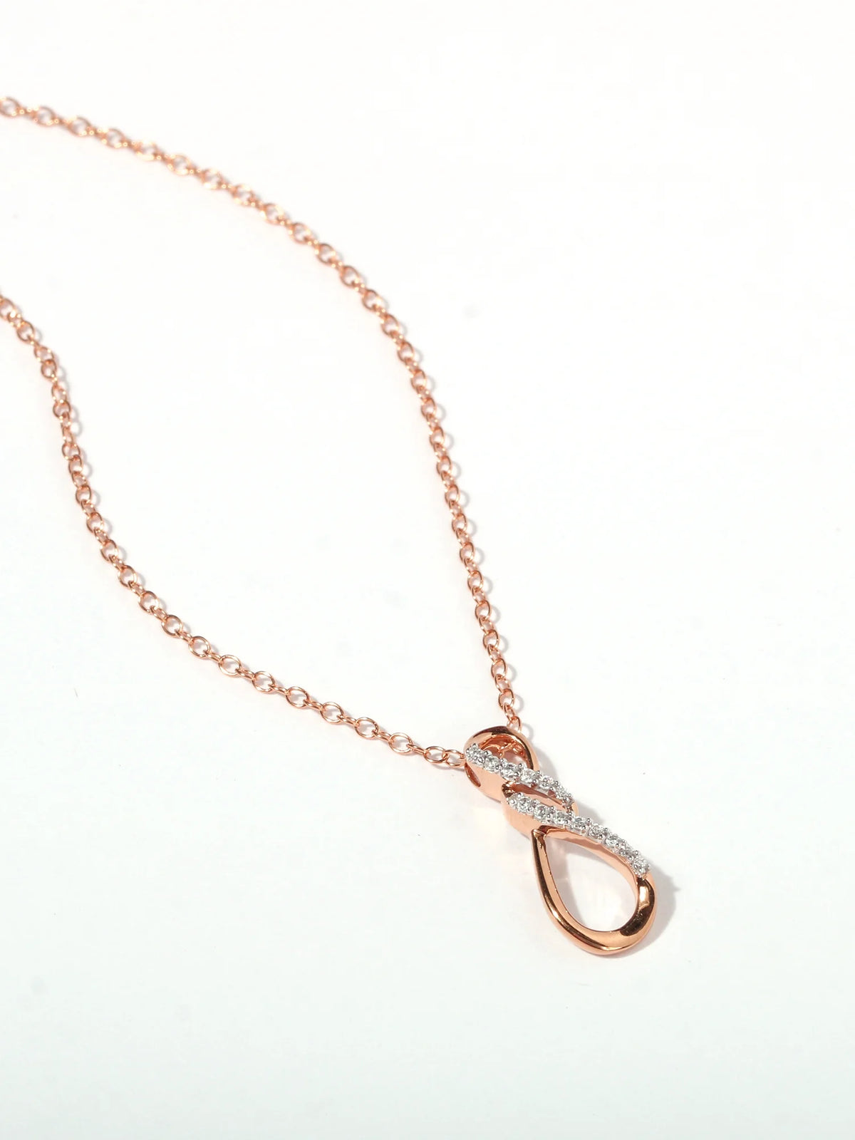 10K Rose Gold Diamond Infinity Pendant Necklace K30364