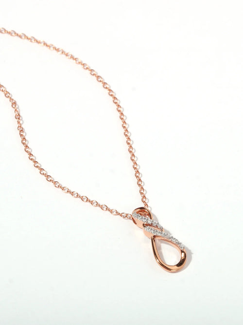 10K Rose Gold Diamond Infinity Pendant Necklace K30364