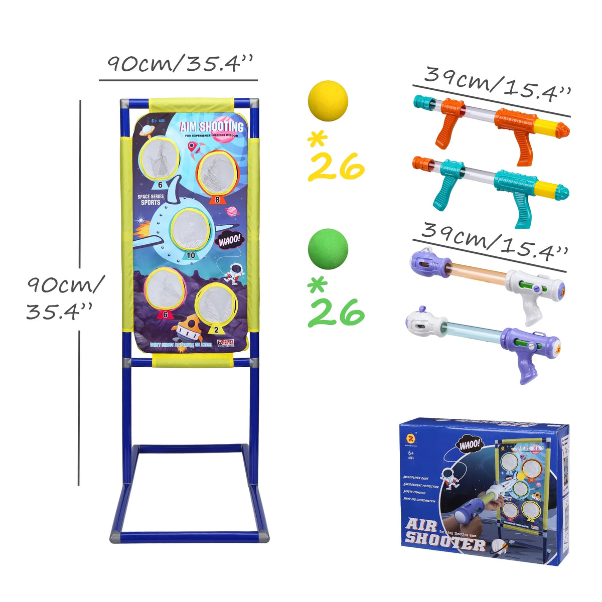 4pk Foam Ball Popper Air Guns with 52 Foam Balls H5410