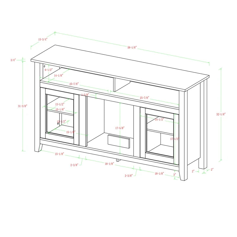 58" MDF Glass Wood TV Stand S84388
