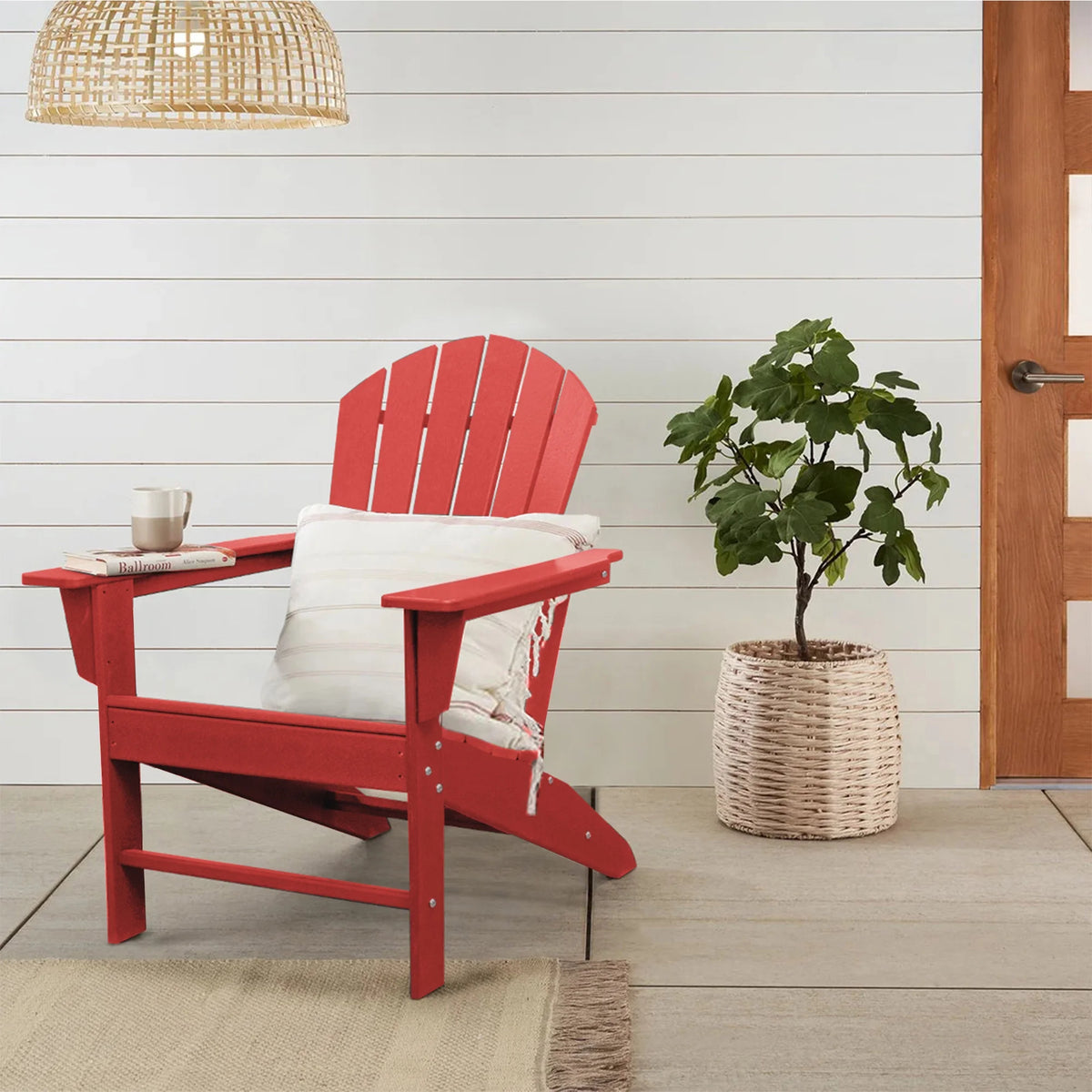 Adirondack Chair Weather Resistant Plastic Resin Red M581