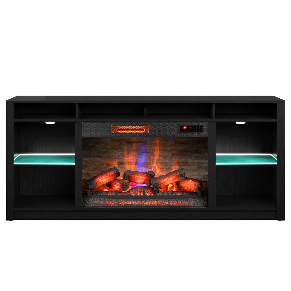 Black TV Stand with Electric Fireplace M94805