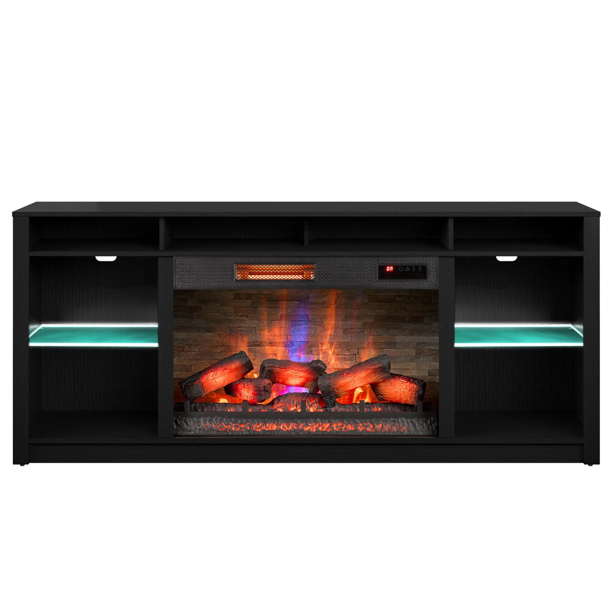 Black TV Stand with Electric Fireplace M94805