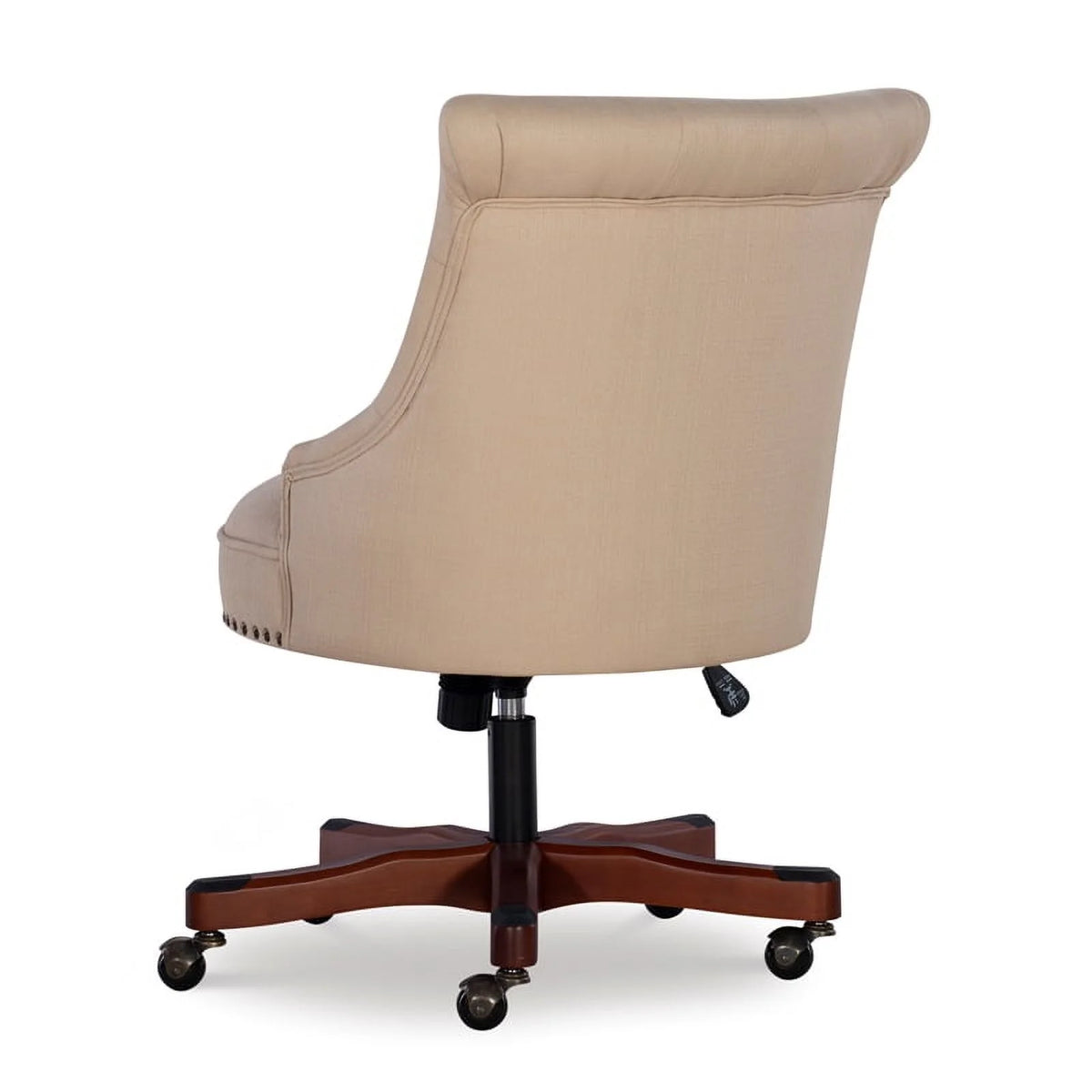 Wood Upholstered Office Chair Beige O8068