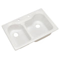 White 33 in. Double Bowl Kitchen Sink X237342