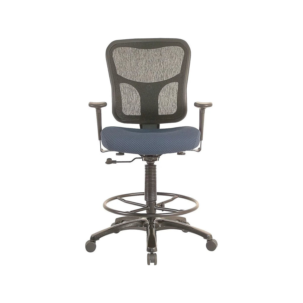 Navy Mesh Back Fabric Drafting Stool O64599