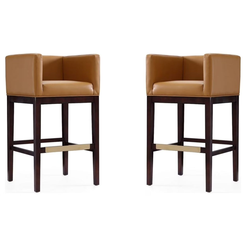 Camel and Dark Walnut Beech Wood Barstool (Set of 2) W270970