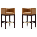 Camel and Dark Walnut Beech Wood Barstool (Set of 2) W270970