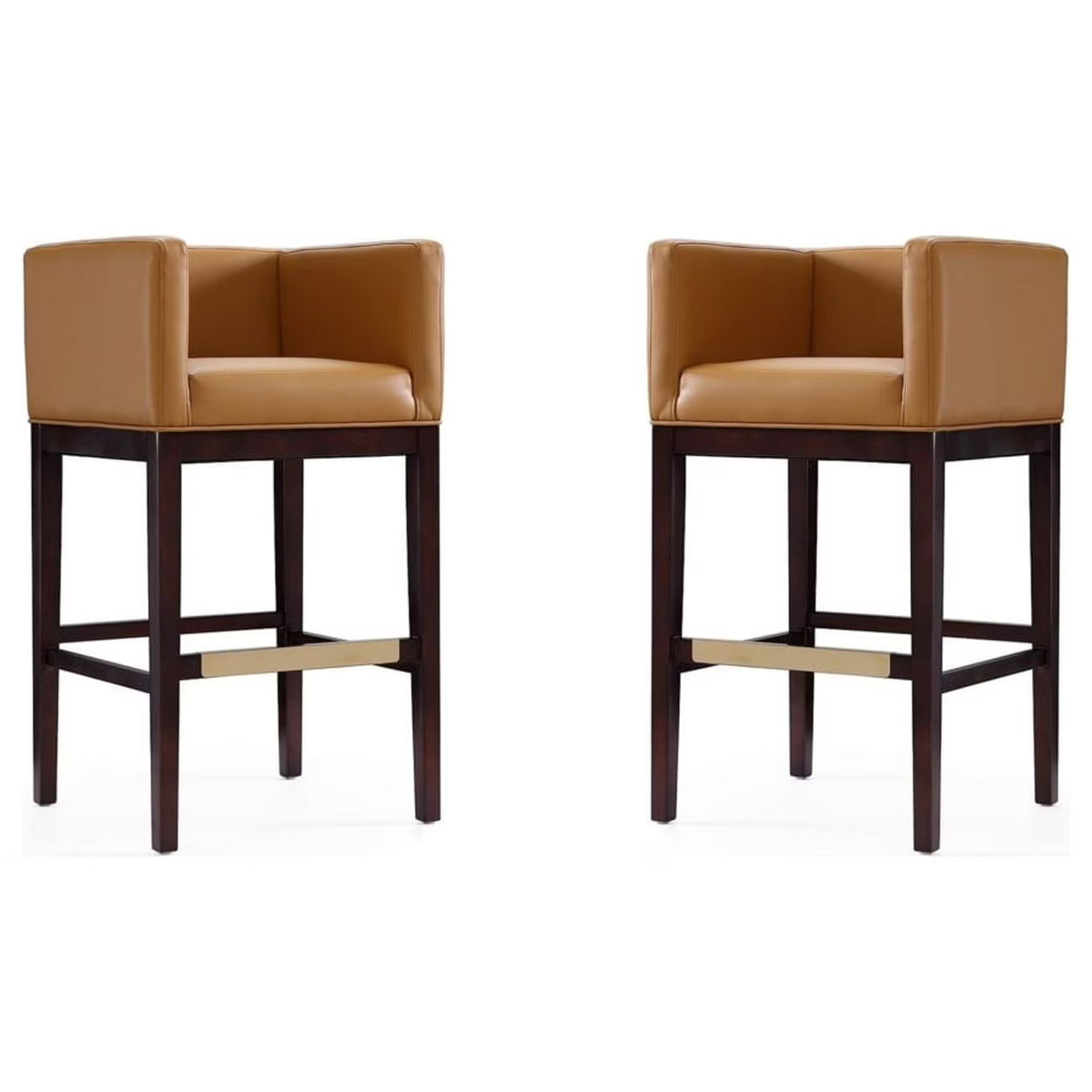 Camel and Dark Walnut Beech Wood Barstool (Set of 2) W270970