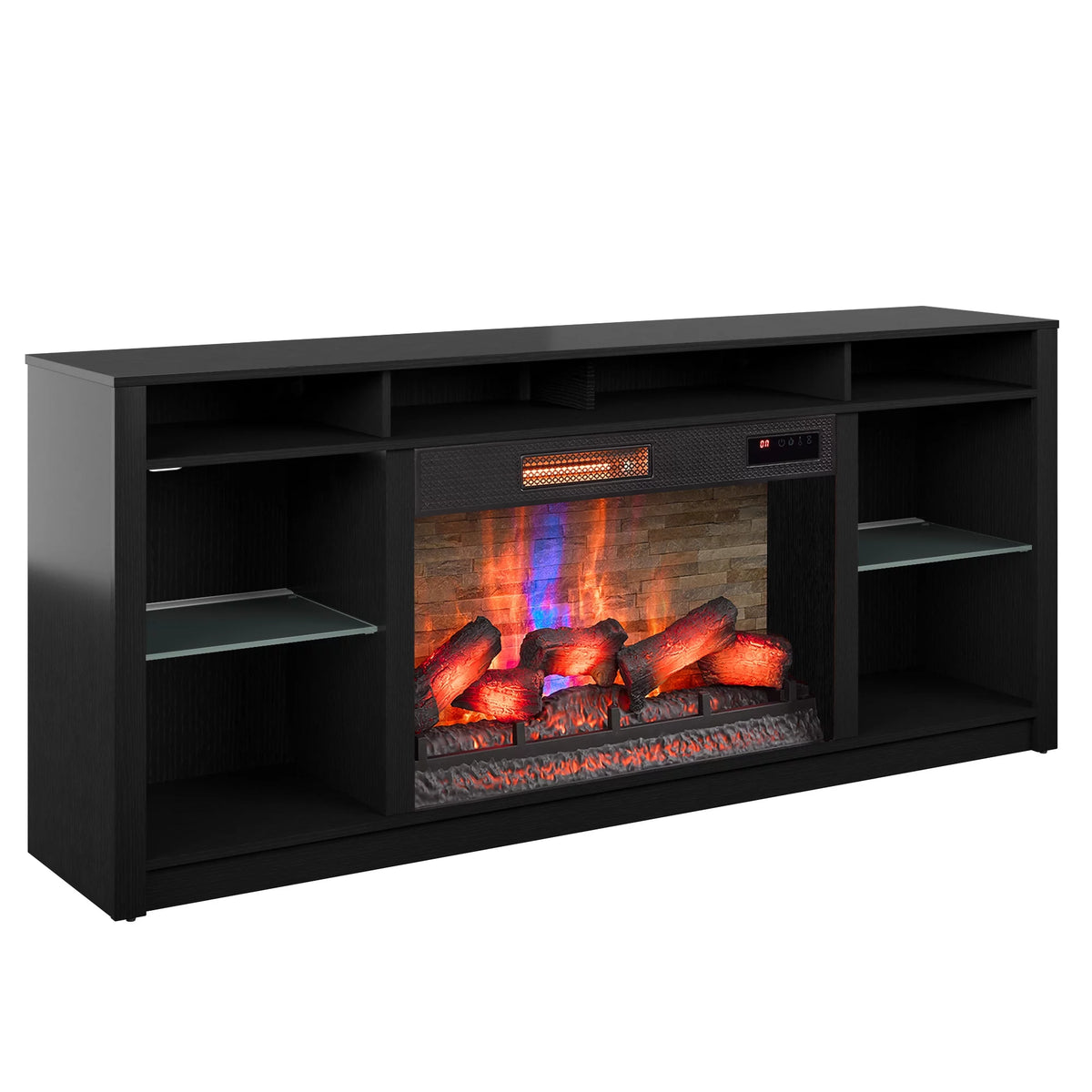 Black TV Stand with Electric Fireplace M94805