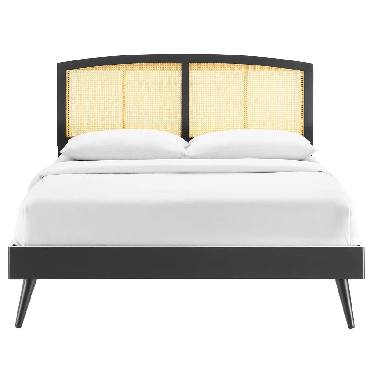 Black Queen Platform Bed with Splayed Legs I57613