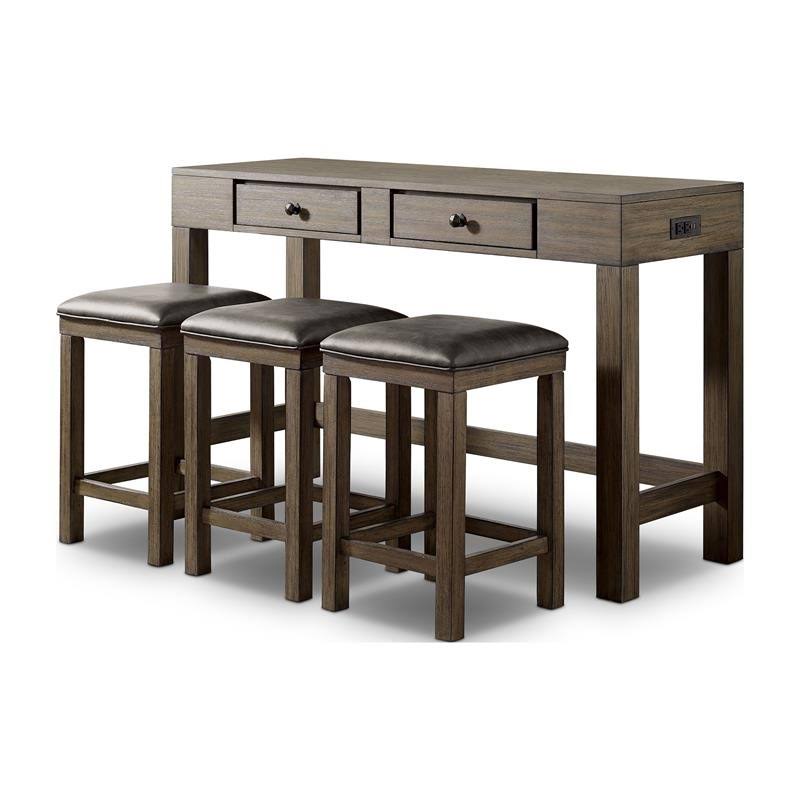 Light Walnut Wood 4-Piece Counter Height Dining Set P713923