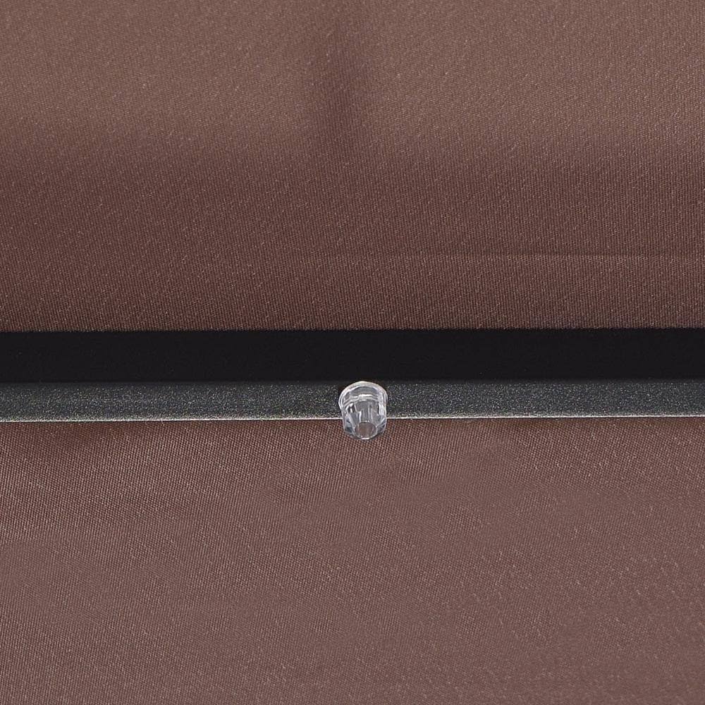 Tan Metal Patio Umbrella with Crank and LED Lights Y440