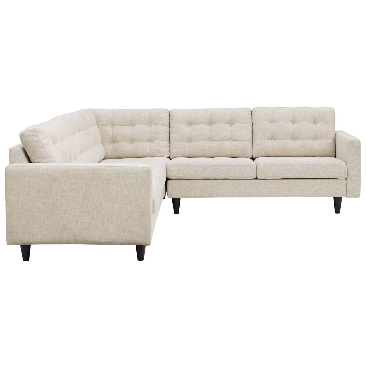 3 Piece Upholstered Fabric Sectional Sofa Set in Beige L49734