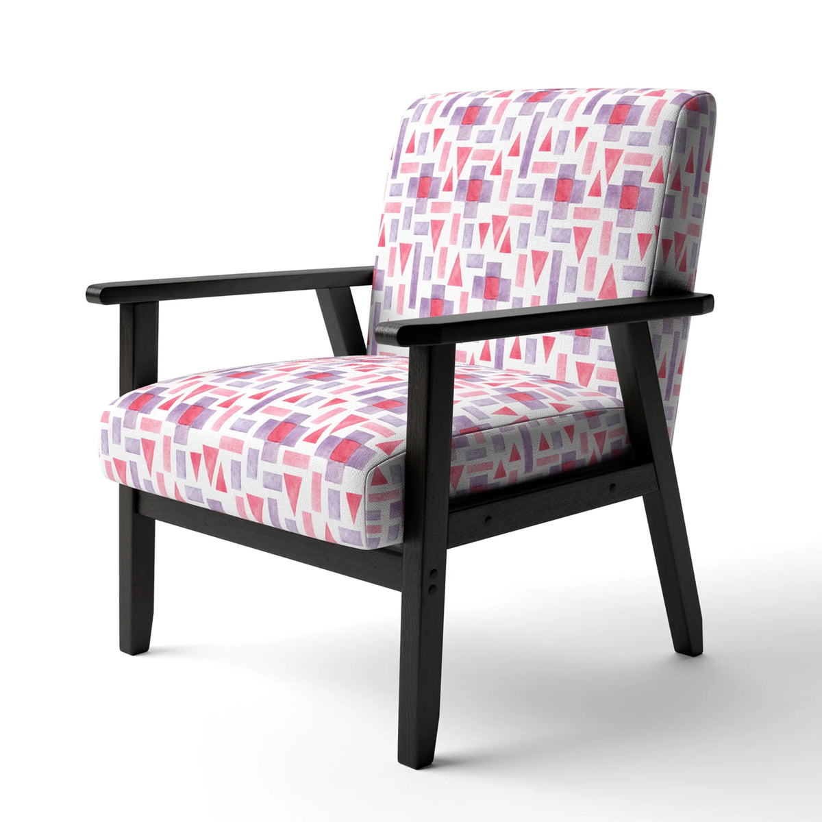 Pink and Purple Geometric Upholstered Accent Chair Q98288