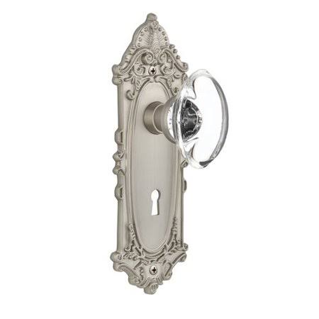 Oval Clear Crystal Glass Double Dummy Door Knob with Satin Nickel U338921