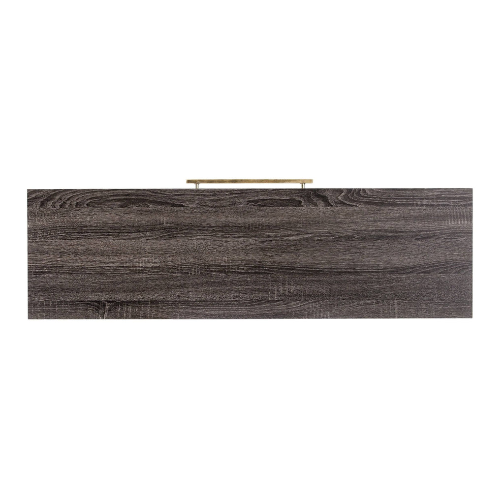 Black Oak Antique Brass Console Table with Storage Q352