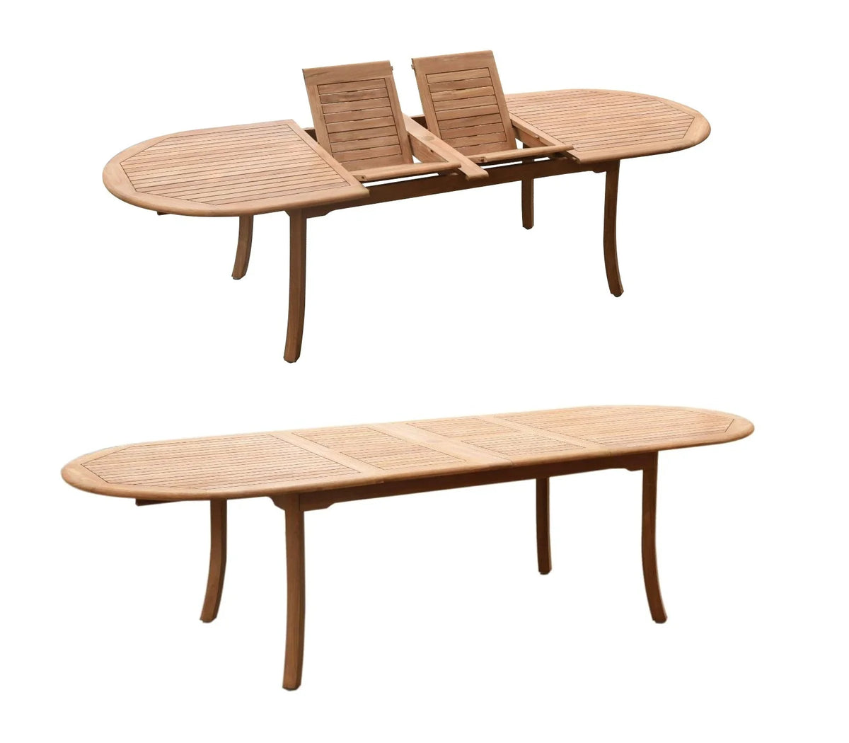 Grade-A Teak 7 Pc Dining Set with 118" Oval Table and 6 Stacking Arm Chairs F158