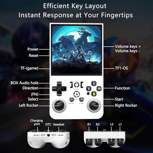 Retro Handheld Game Console with 4.0" IPS HD Screen, 64GB Built-in 18000+ Classic Games, Linux Open Source System, 4000mAh Battery W105