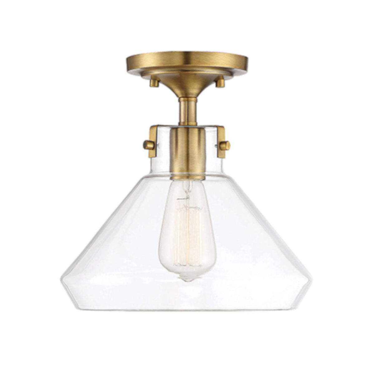 One-Light Semi-Flush in Warm Brass G7141