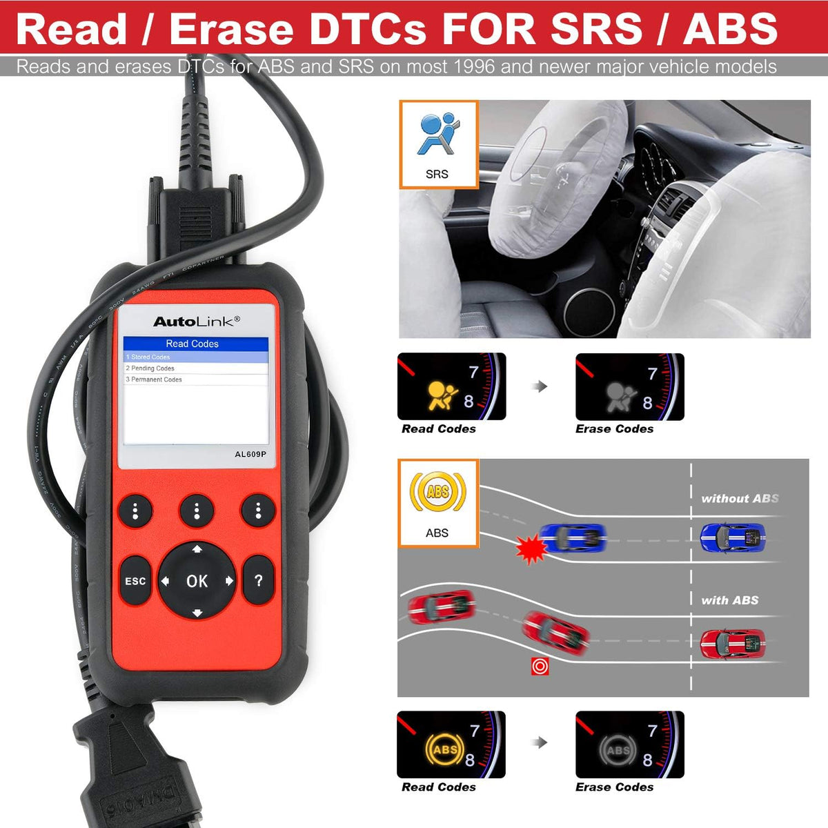OBD2 Scanner with ABS and SRS Airbag Diagnostic M946644