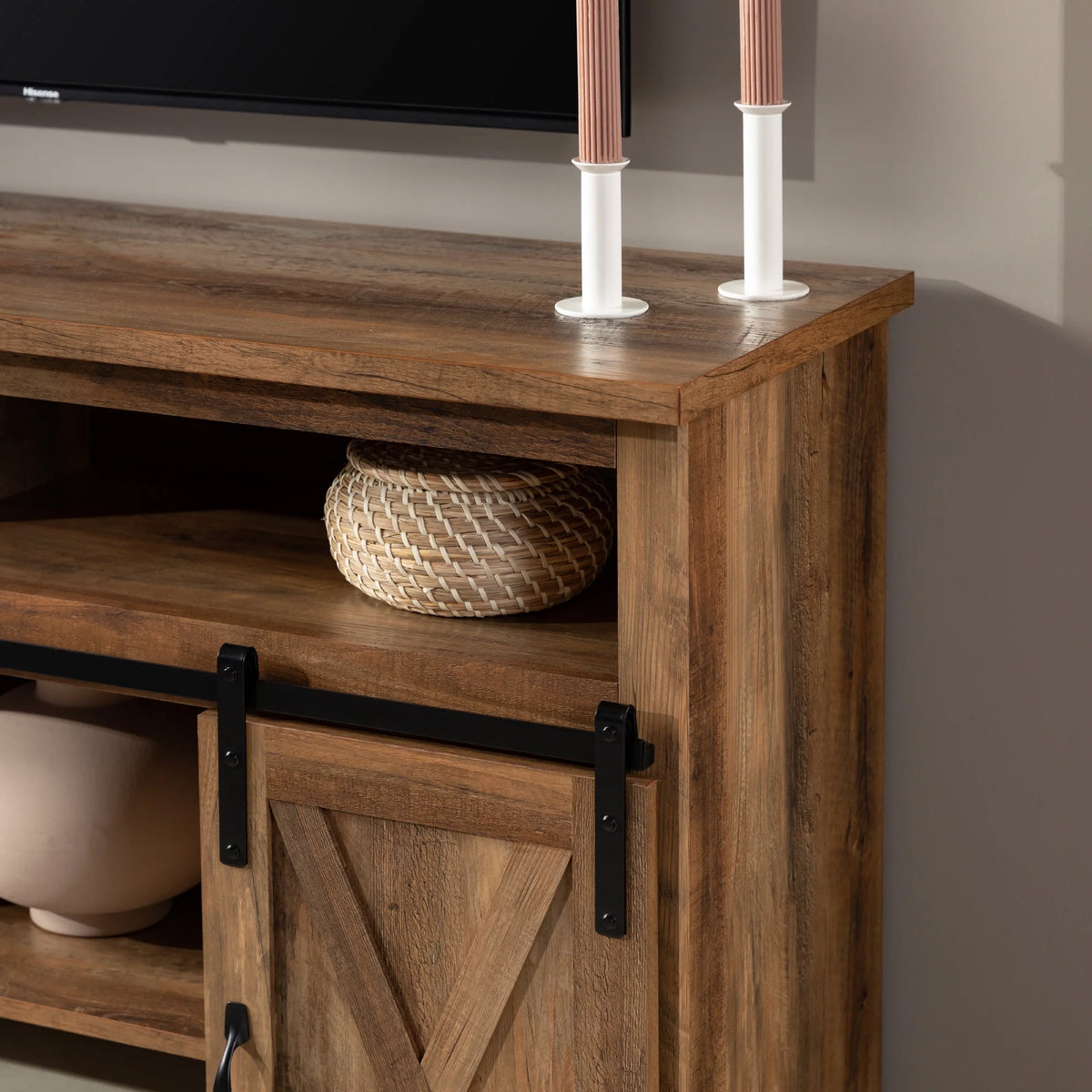 Farmhouse Barn Door TV Stand Q428558