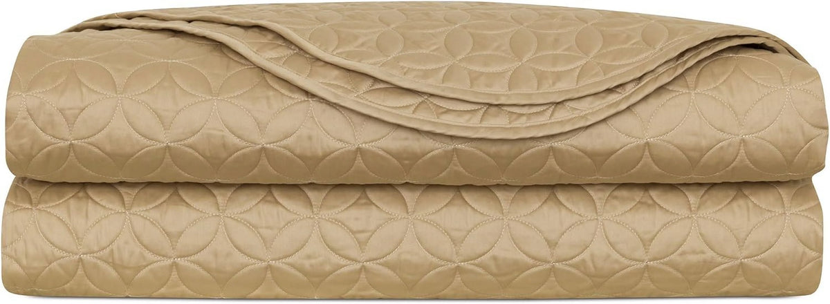 Queen Gold Textured Geometric Coverlet R62060