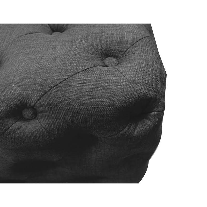 Beige Linen Square Tufted Ottoman W310