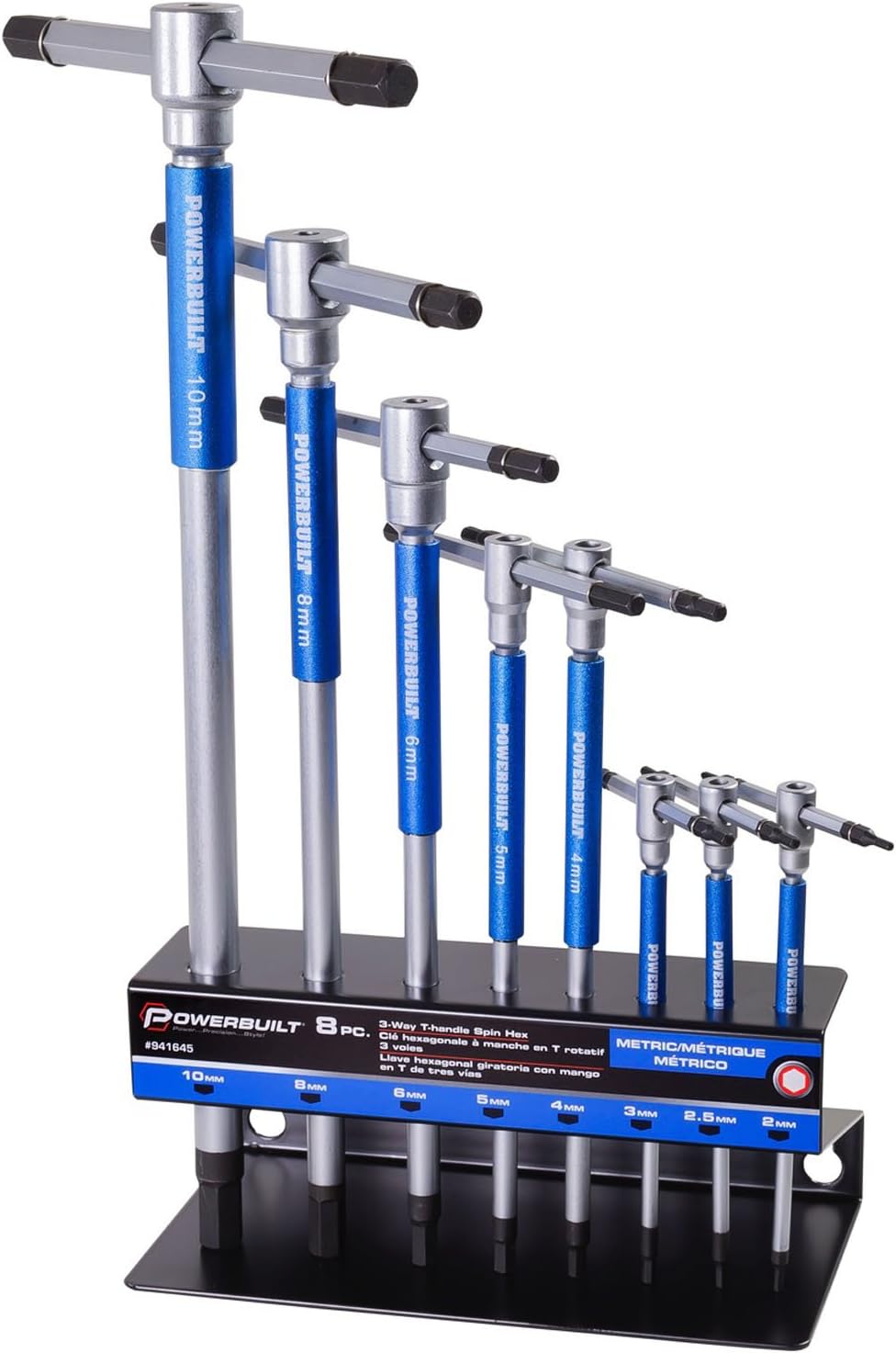 8 Pc Metric T-Handle Hex Allen Key Wrench Set with Storage Rack U3421