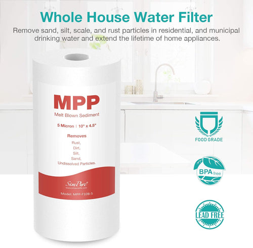 10 x 4.5 Whole House Sediment Water Filter, 5 Micron Replacement Cartridge (4 Pack) K5561
