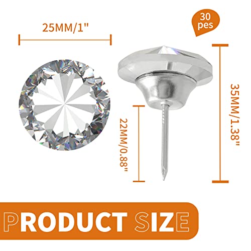 30 Pcs 1 Inch Crystal Upholstery Tacks L238