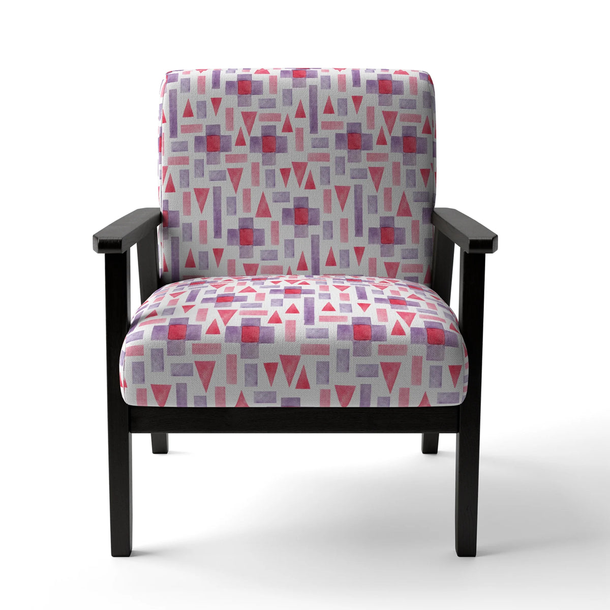 Pink and Purple Geometric Upholstered Accent Chair Q98288