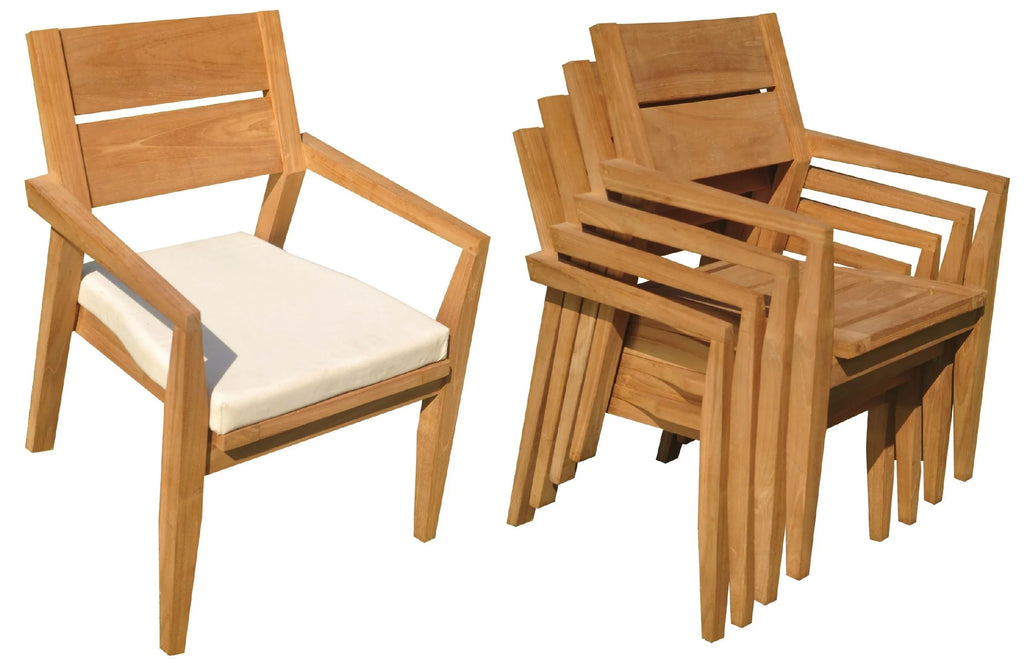Grade-A Teak 7 Pc Dining Set with 118" Oval Table and 6 Stacking Arm Chairs F158