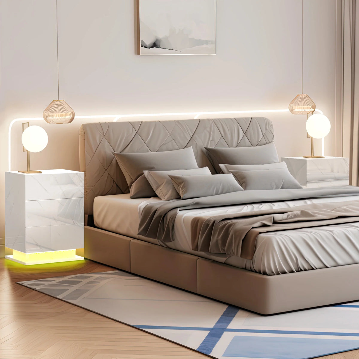 3 Drawers LED Nightstand with Drawer E341854