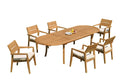 Grade-A Teak 7 Pc Dining Set with 118" Oval Table and 6 Stacking Arm Chairs F158