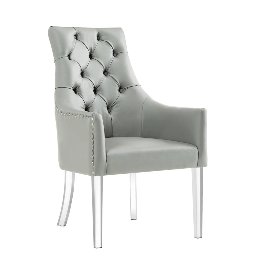 Set of 2 Button Tufted Nailhead Trim Dining Chair K81046