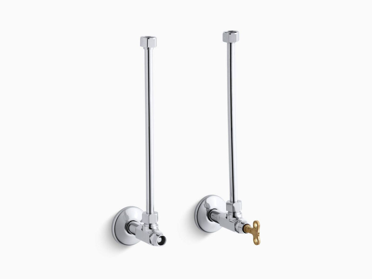 Polished Chrome Angle Supply with Vertical Tube and Stop U212