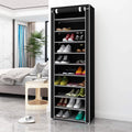 10 Tiers 9 Lattices Shoe Rack Storage Organizer Black K487026