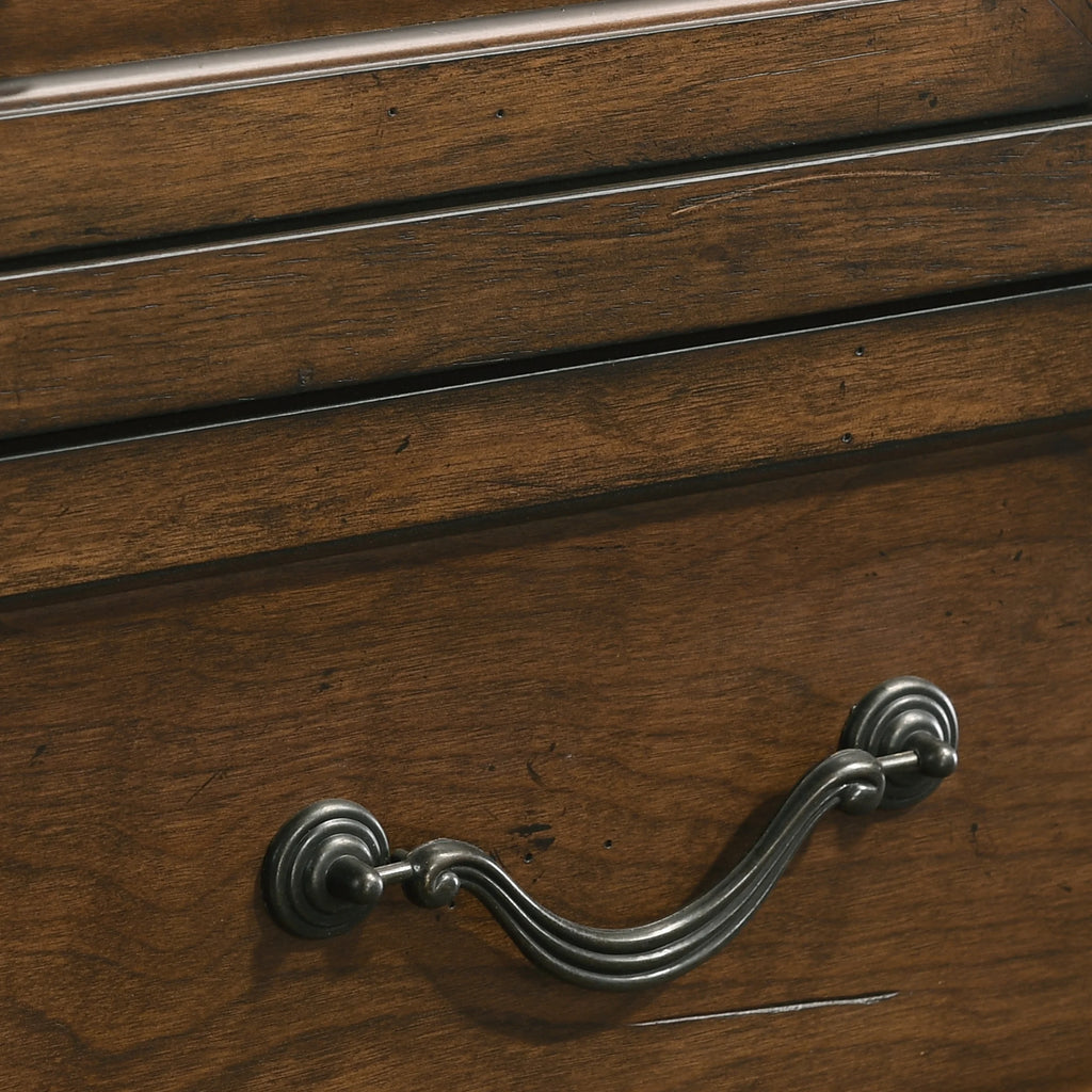 Antique Walnut Finish Wood 3-Drawer Nightstand F97507