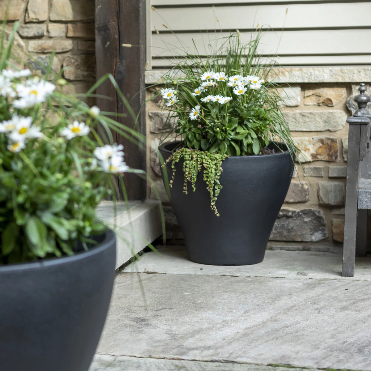 Dark Cedar Round Indoor Outdoor Plastic Planter and Pot L1372