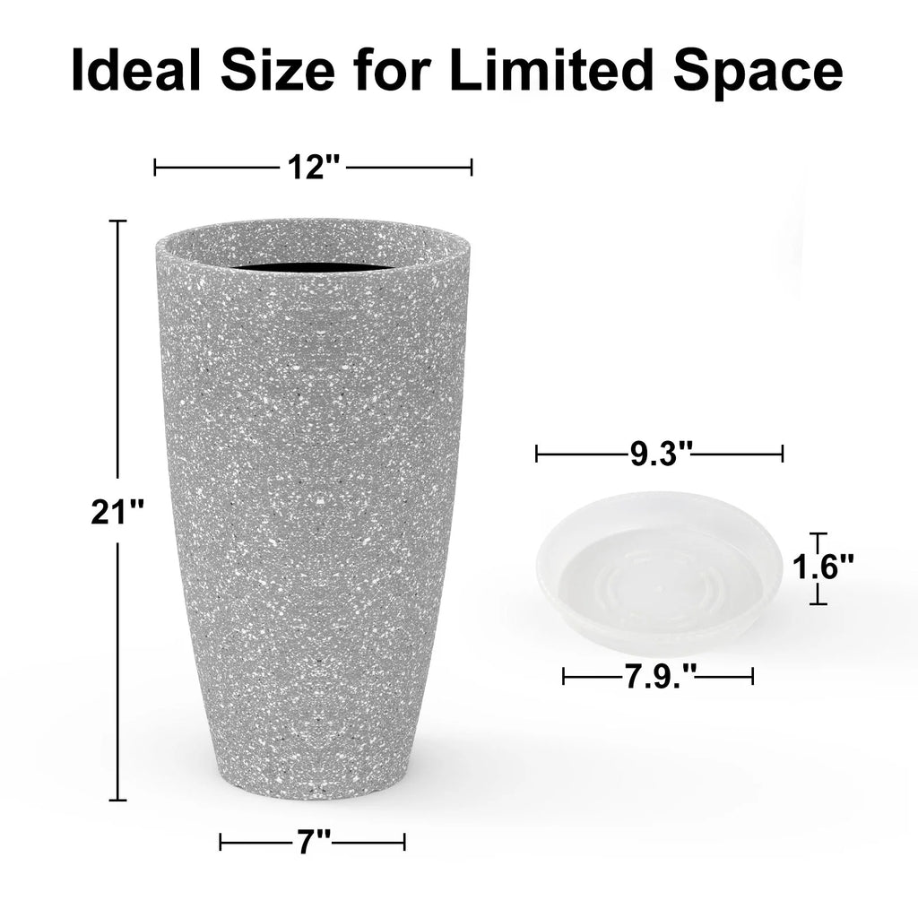 2 Pack 21in Round Tall Planter with Drainage Holes O620640
