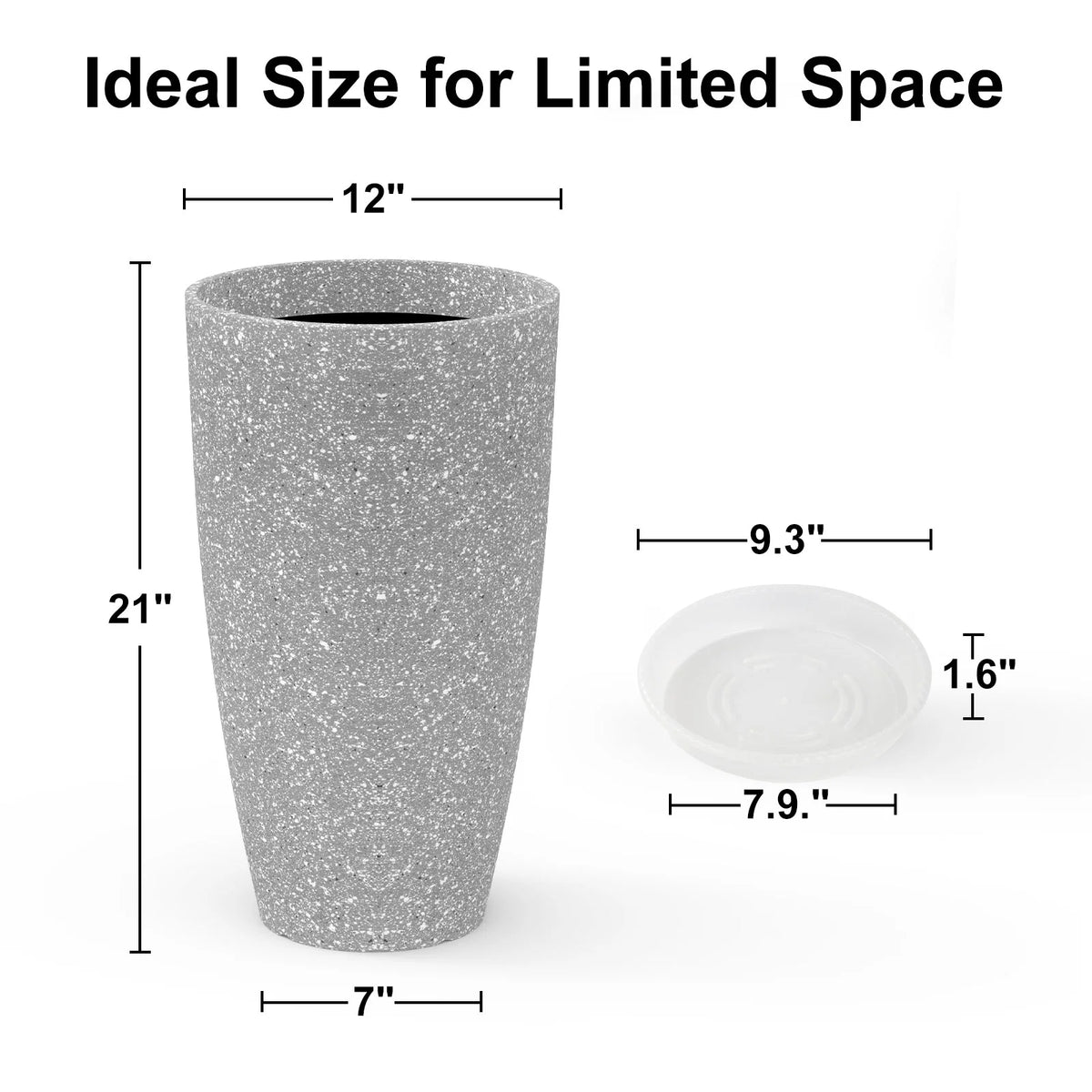 2 Pack 21in Round Tall Planter with Drainage Holes O620640