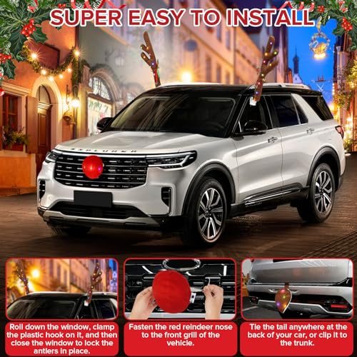 Christmas Car Decoration Reindeer Antlers & Nose Q7815